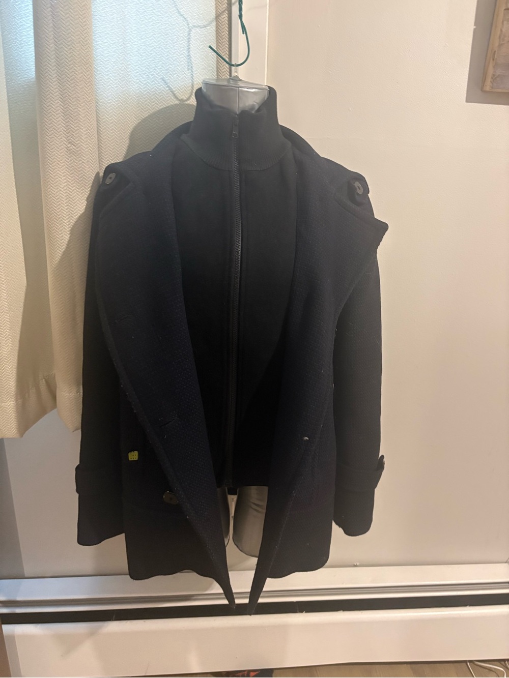 Dark navy and black tweed women’s Pea Coat
